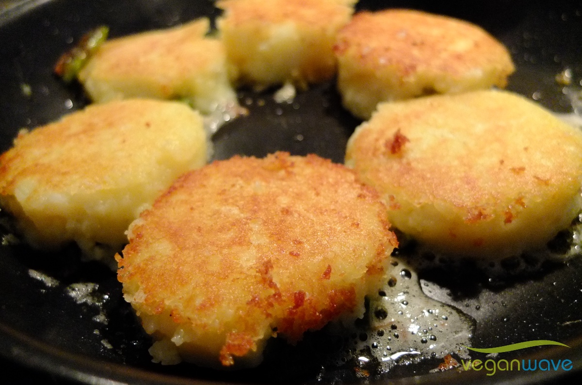 Spargel-Kartoffel-Patty goldbraun