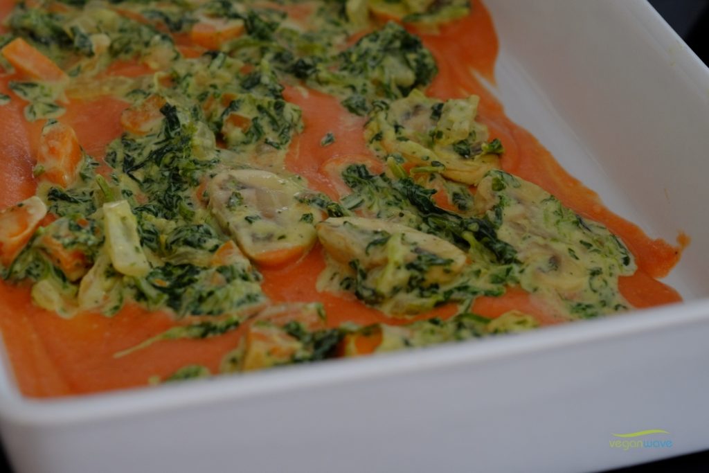 Vegane Spinatlasagne - gut vorzubereiten - veganwave