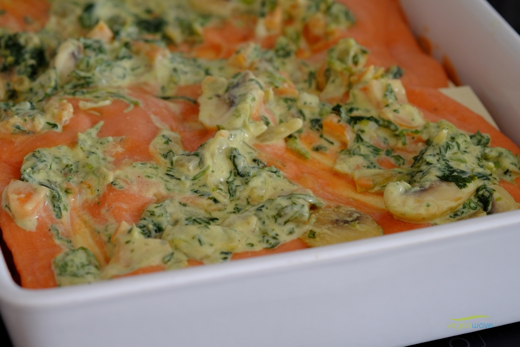 Vegane Spinatlasagne - gut vorzubereiten - veganwave